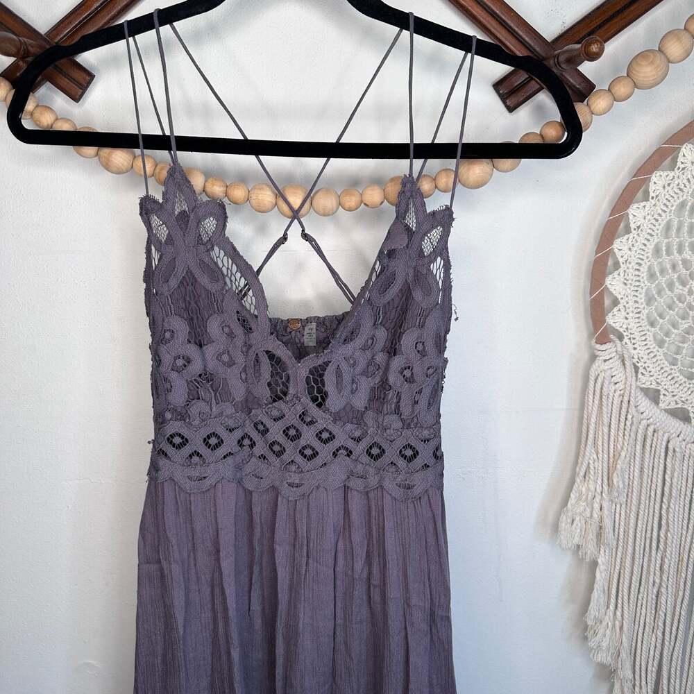 Free People One Adella Purple Lace Mini Dress